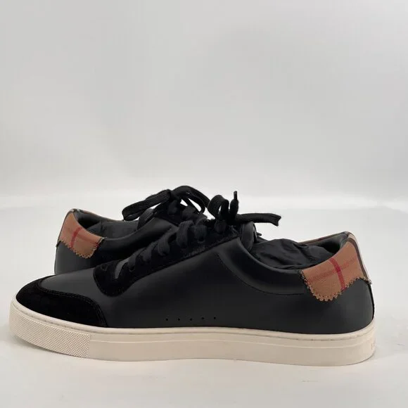 Burberry Men's Robin Vintage Check Panel Leather Low-Top Sneakers US10
